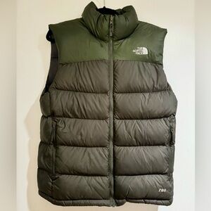 North Face Men’s Army Green retro two tone 700 puffy vest size small